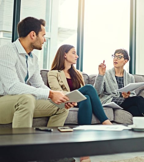 Immigration consultant speaking with clients
